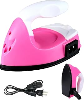 Naler Mini Craft Iron, Mini Heat Press Machine with Charging Base, Ideal for Ironing on Patches, Beads, DIY Shoes, T-Shirts Heat Transfer Vinyl Projects (Pink)