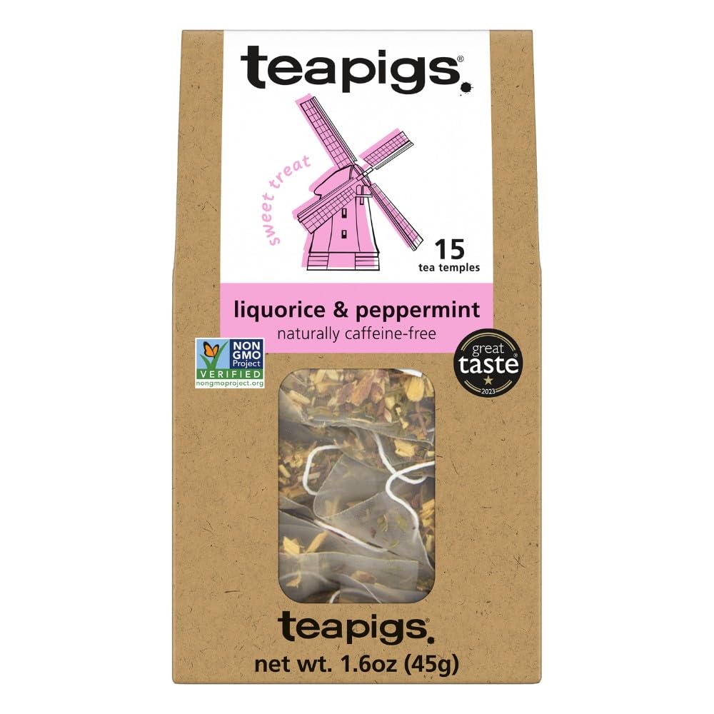 Liquorice & Peppermint Tea, Caffeine Free, Vegan, 15 Bags (Pack Of 6)