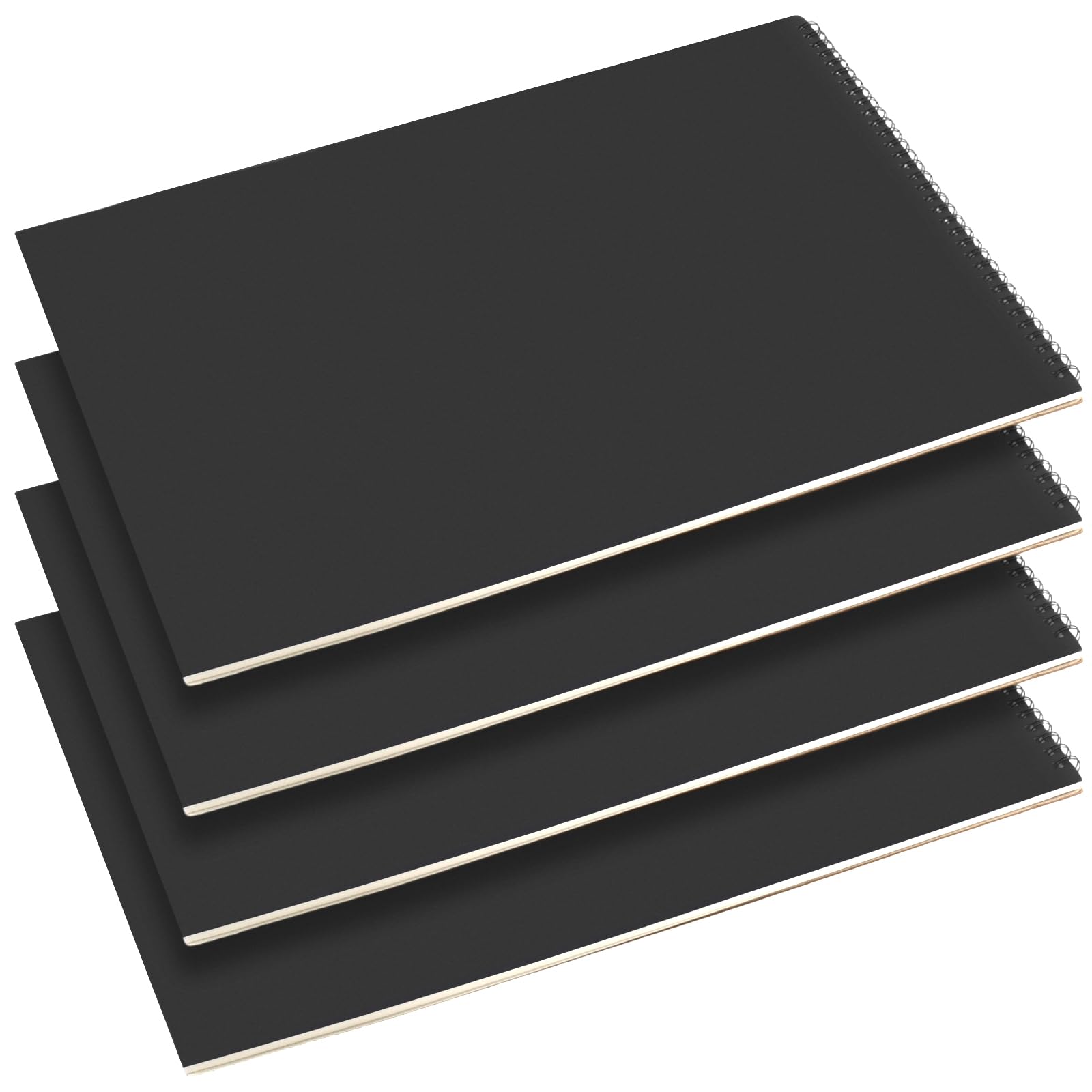 HONYUET 4 Pack A3 Spiral Sketchbook, Black Cover, 120gsm Paper, 42 x 29.7cm, 60 Pages, Art Drawing Pad for Art Creation Office Use