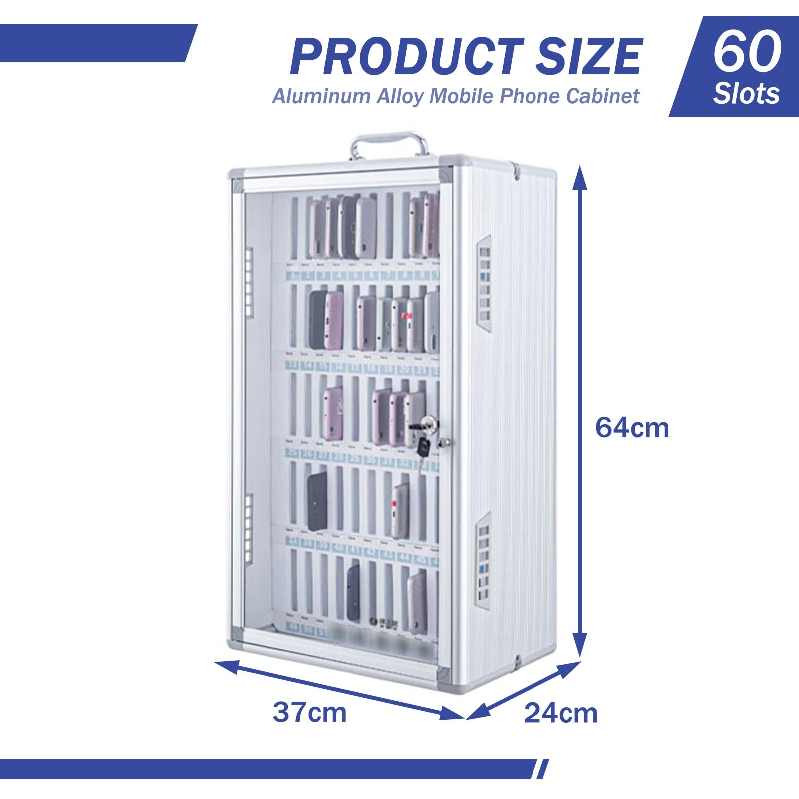 Armoire De Rangement Murale pour Téléphone Portable – Casier pour Téléphone Portable avec Coffre-Fort Verrouillable, Organisateur Sécurisé pour Bureau, École Ou Salle De Classe(S:60)