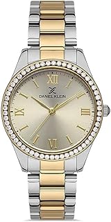 ساعة من دانيال كلاين للنساء، بمينا رمادية وسوار متعدد الألوان، عرض تناظري