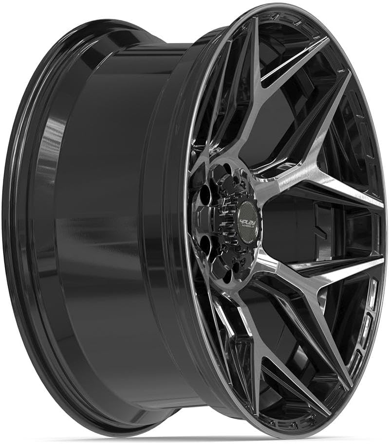 4PLAY 4P06 22x10 Snowflake Wheels - Gloss Black 22 Inch Rims Set of 4, 6x139.7 Wheels - Optional TPMS & 285/45R22 Tires and Rims Packages - Fits Most Full-Size GM Trucks & SUVs (Set of 4 Rims)