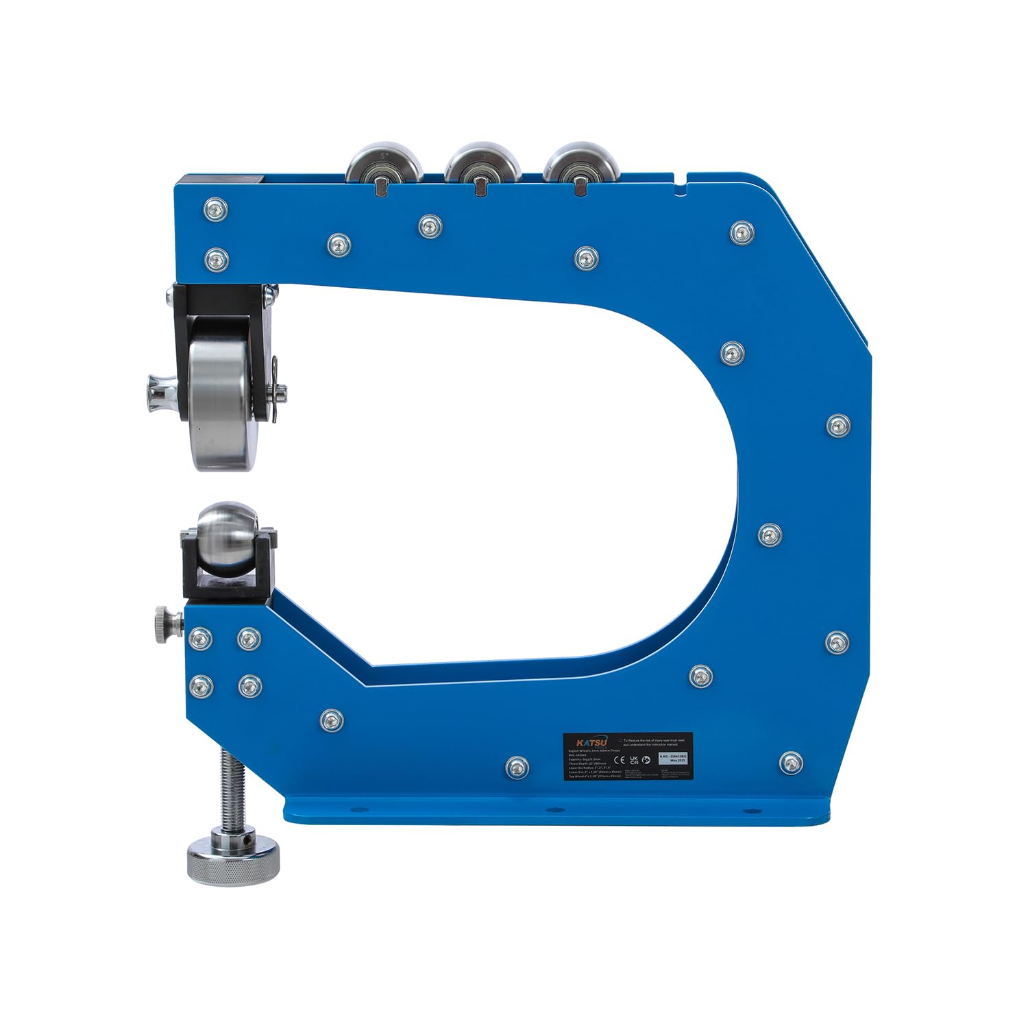 KATSU Tools Ruota inglese professionale da banco da 30,5 cm, profondità 305 mm, forma fino a 16 Ga/1,5 mm, in acciaio dolce, rullo compatto in metallo resistente, strumento di formatura della lamiera
