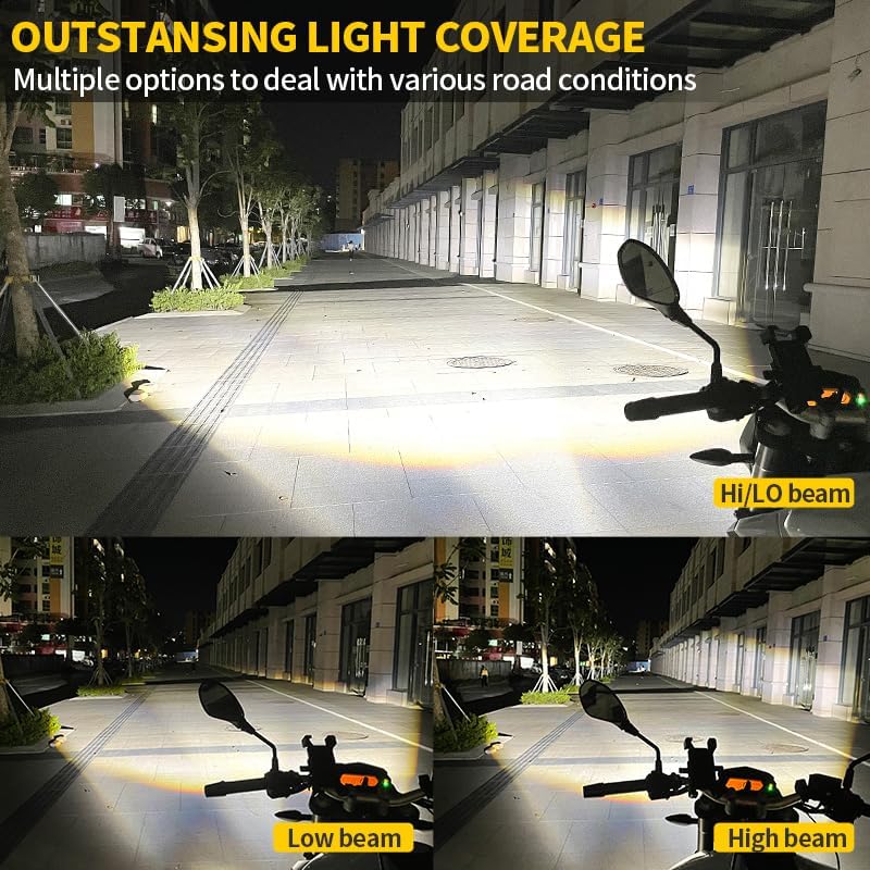 LED Motorcycle Auxiliary Lights Driving Fog Lights Waterproof Spotlights White High/Low Beam, Universal Fit for Motorcycle Tractor Truck ATV UTV SUV Boat, 2PCS