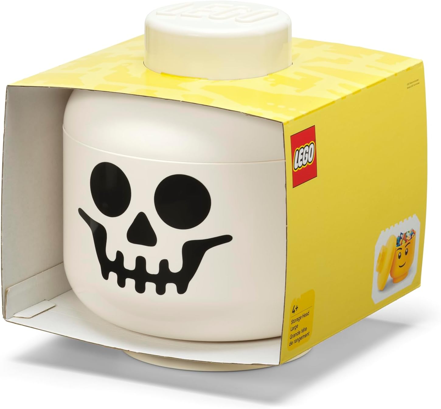 Room Copenhagen, LEGO Storage Heads Stackable Storage Container - Buildable Organizational Bins for Kid’s Toys and Accessories - 9.45 x 9.45 x 10.67in - Large, Skeleton, Holds 500 Bricks