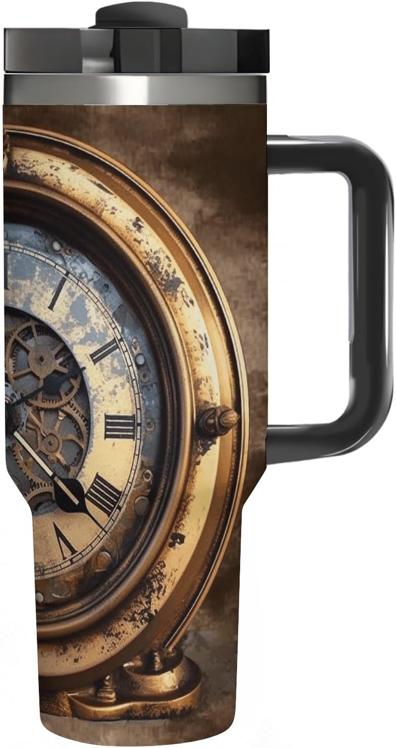 Stainless Steel 40oz Tumbler Travel Mugs, Steampunk Clock