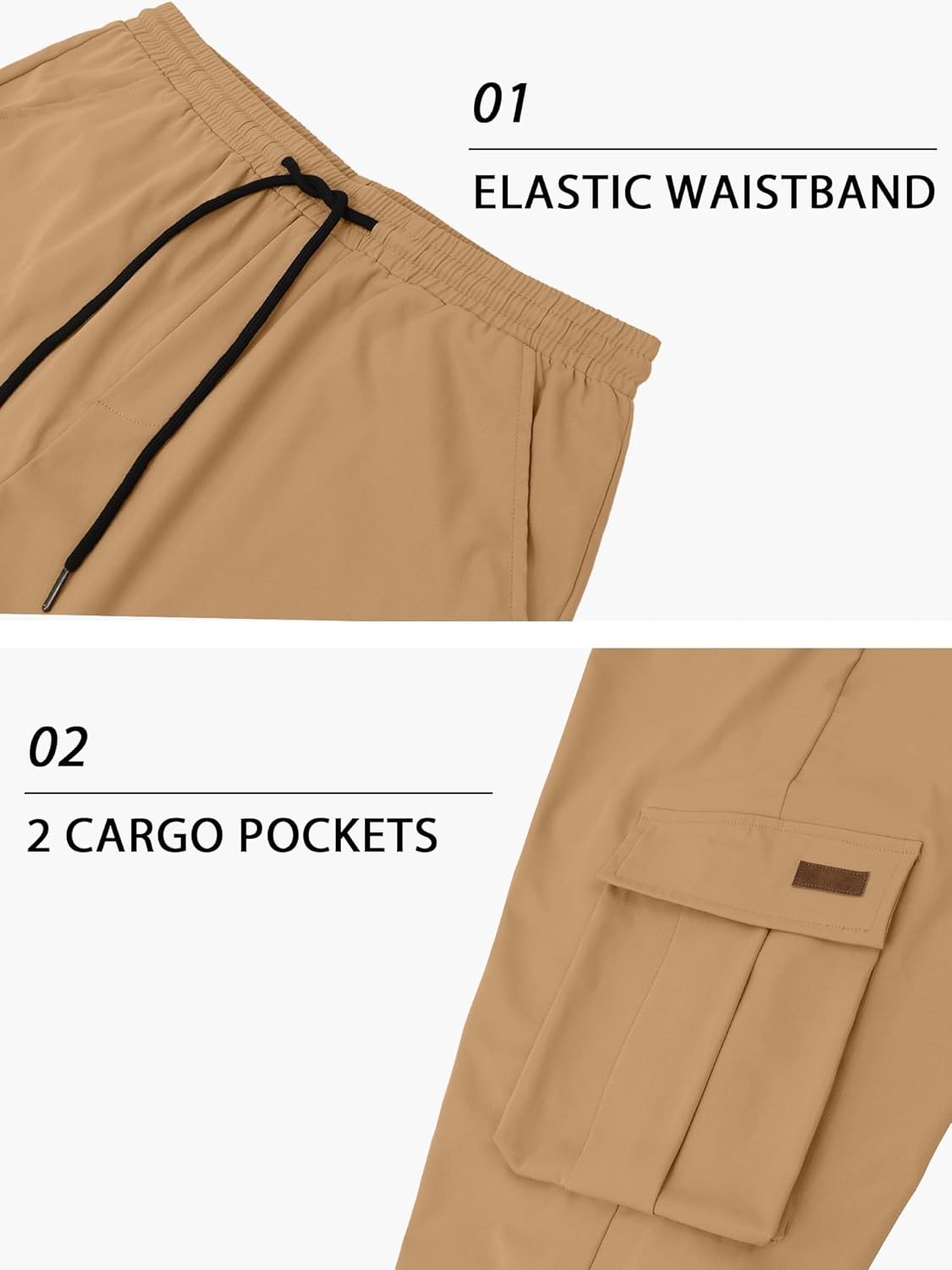 PLEPAN Men's Casual Cargo Pants Drawstring Hiking Workout Tactical Joggers Sweatpants for Men with Pockets - Image 5