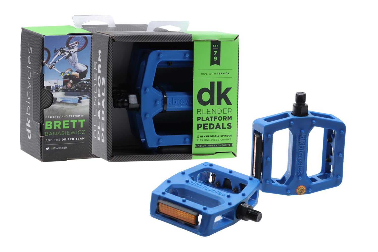 DK Plattform Pedalen BMX 1/2 Zoll Blau Pedale mit Pins und Reflektoren Sport & Freizeit