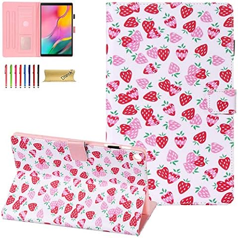 Galaxy Tab A 10.1 2019 Case SM-T510, Dteck 10.1 Tablet Case for Samsung Tab A 10.1, Stylish Pattern Slim Folio Stand Protective Case for Samsung Tab A 10.1 2019 Model SM-T510/T515, Pink Strawberry Cover