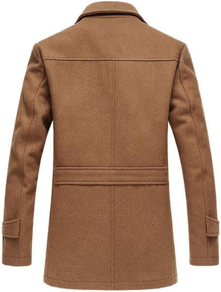 PRIJOUHE Men's Wool Coat Winter Coat Slim Medium Long Coats Overcoat Male - Image 4