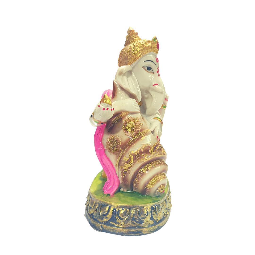 Craftghar Handicraft Polyresin Ganesha Idol with Shank Showpiece for Home and Office Decor, Yellow - Image 4 thumbnail