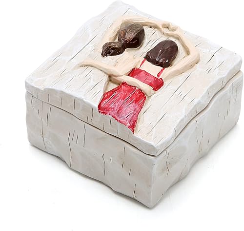 Miniatura 3 de Hodao Joyero cuadrado para amigas, aniversario de amistad, esculpido, pintado a mano, caja de recuerdo para decoración del hogar, regalo para