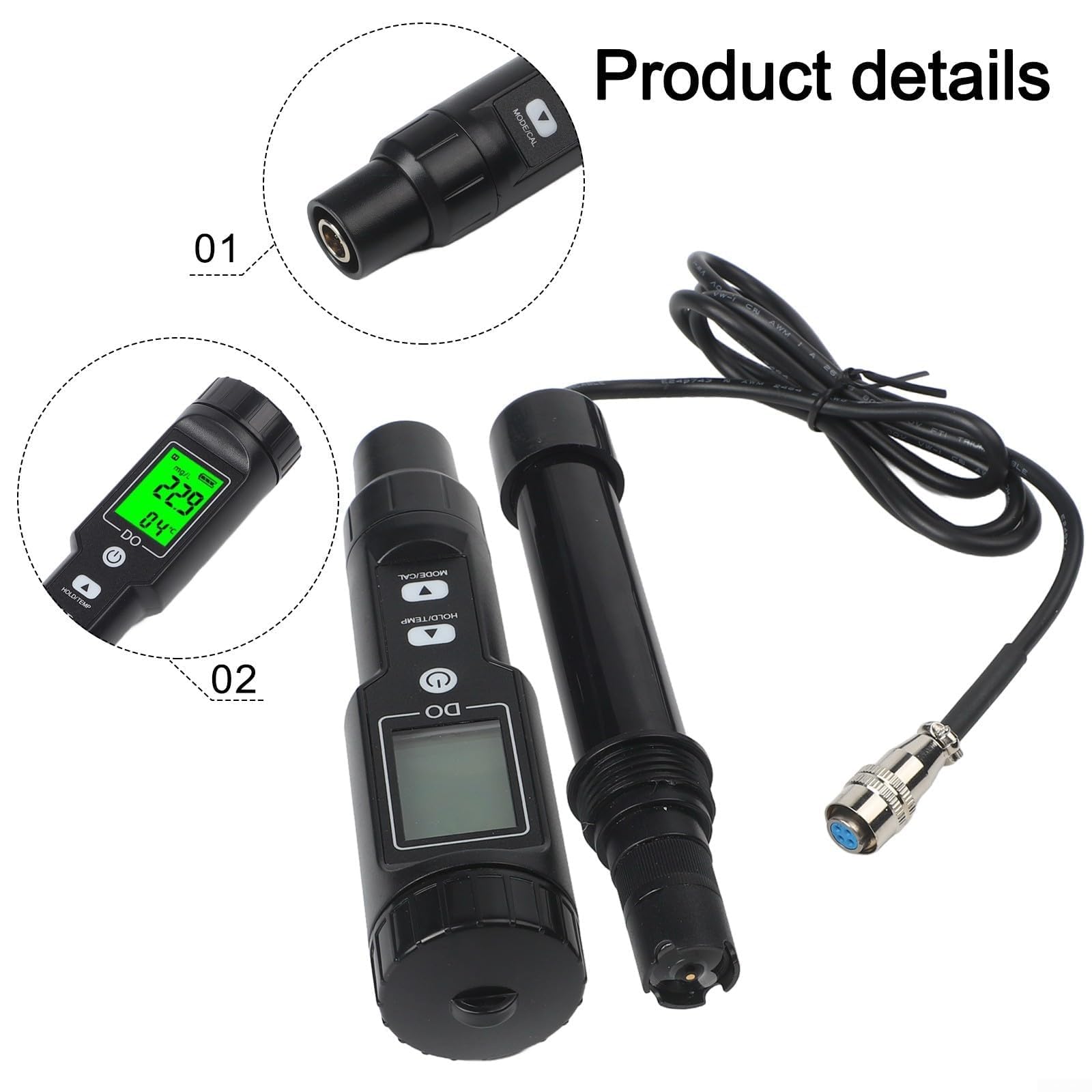 Medidor digital de oxígeno disuelto con compensación automática de temperatura para piscinas, acuarios, agua de mar y análisis de agua dulce