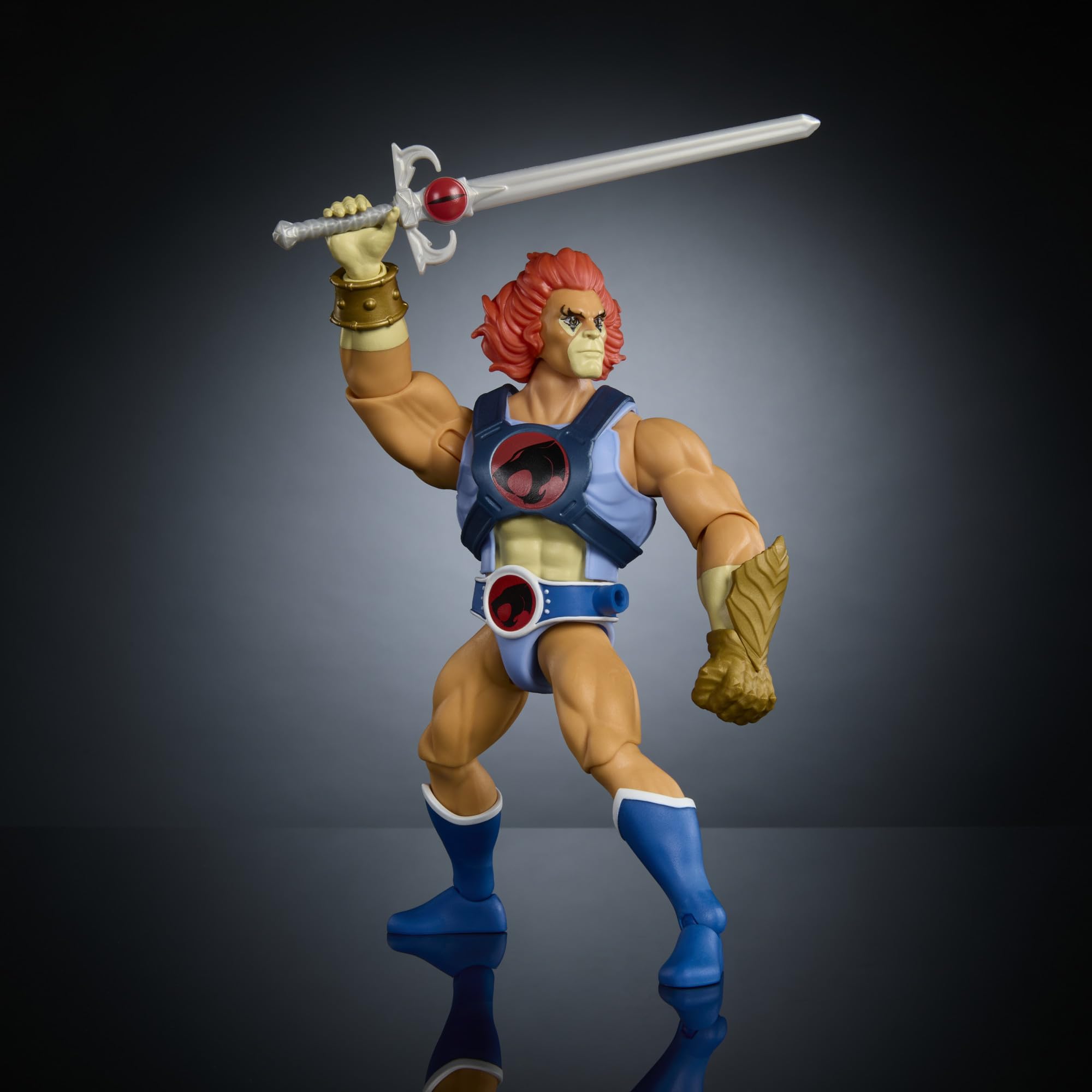 Masters of the Universe Origins x ThunderCats - Lion-O, action figure snodabile crossover anni '80, con armatura rimovibile, accessori e mini fumetto, giocattolo per bambini, 6+ anni, JFW93