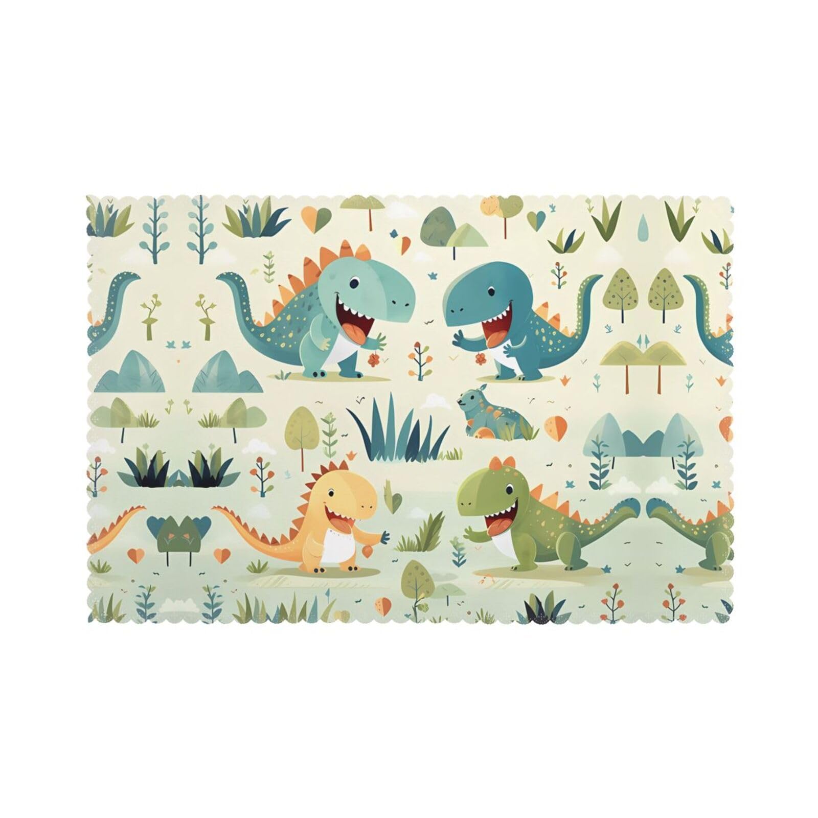 Cute little baby dinosaur Printed table mat set (6 pieces) - Aesthetic upgrade for family gatherings and hotel banquets