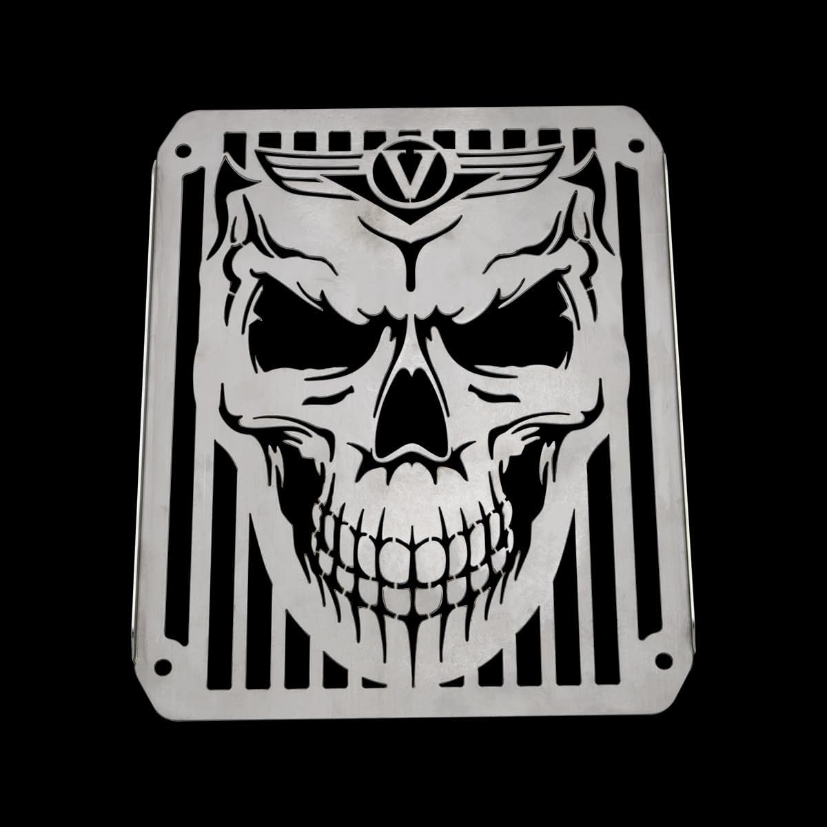 Motorcycle Chrome Radiator Grill Cover Guard Protector Compatible with Vulcan VN400 VN800 VN 400 VN 800 1995-2006 (V Skull)