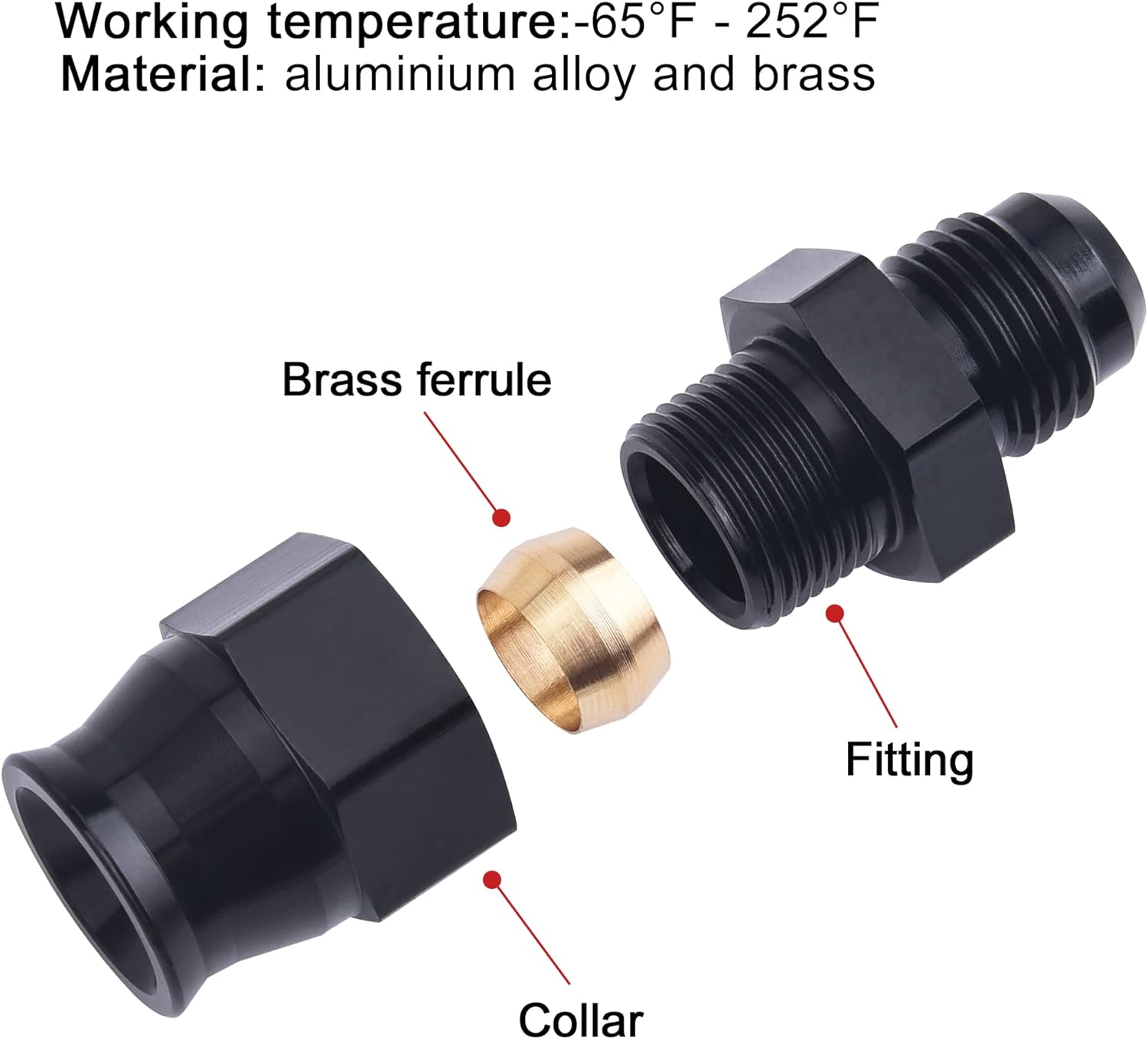 EVIL ENERGY 6AN Male to 3/8" Hardline Tube Fitting Bundle with Adjustable 3AN-16AN Wrench Aluminum Blue