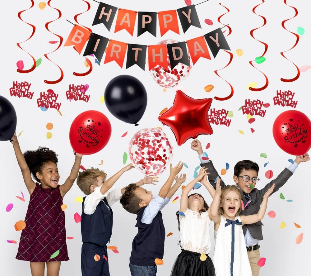 Palloncini Rosso E Nero Per Compleanno 10 Anni – Kit Decorazione Completo Con Numero 10, Striscione E Palloncini