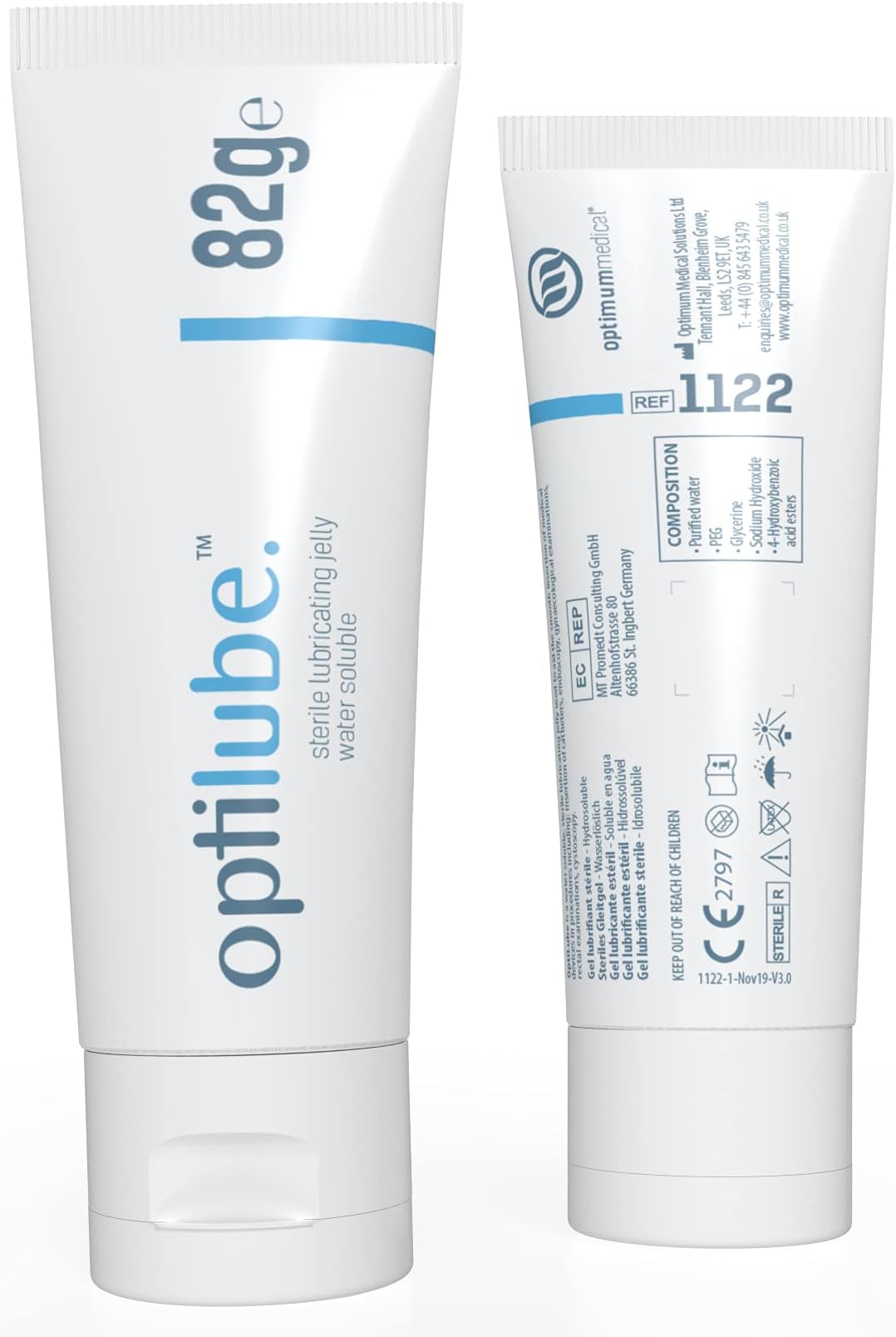 OptiLube Tubes - Sterile Lubricating Jelly for Insertion of Medical Devices in 5g, 42g, 82g, and 113g Tubes, Water Soluble Lubricant with Easy-to-Use Flip Cap (82g x 1)
