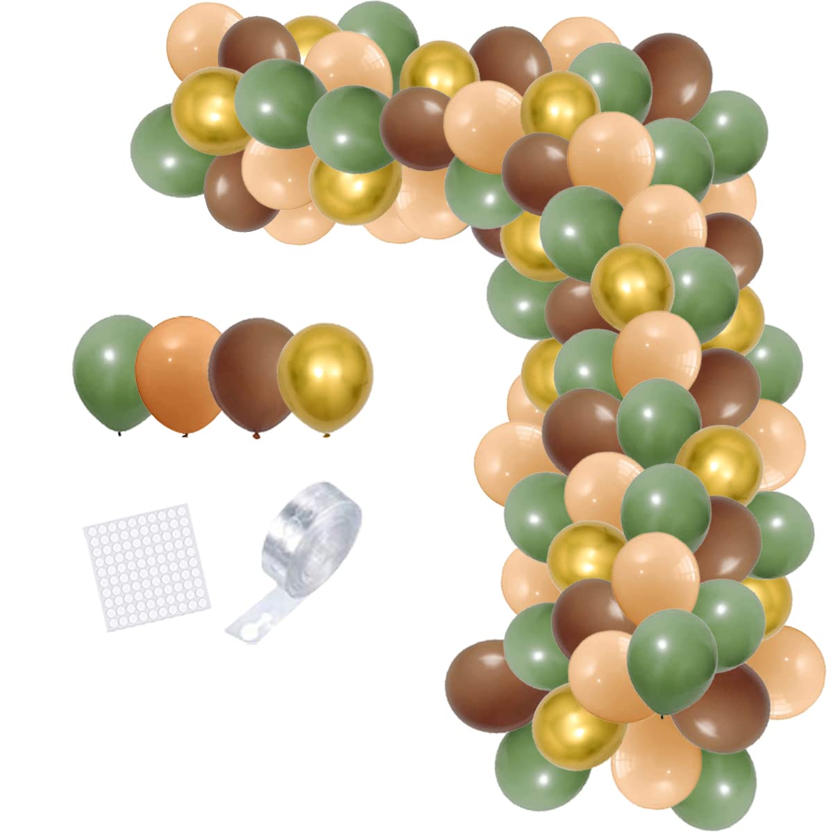 117PCS Sage Green Balloon Garland Arch - Sage Green and Metallic Gold Balloons Brown Balloons Nude Neutral Balloons for Baby Shower Graduation Woodland Birthday Party Decorations