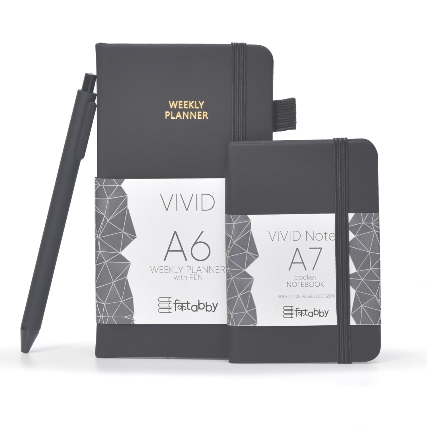 VIVID A6 Size Weekly Planner with Pen & A7 Pocket Size Notebook Combo | Hard Bound Undated Planner with Elastic Band & Pen Loop | 128 Pages | 70gsm Natural Shade Paper | Polymer Coated Paper Cover Material – (Black)-image-19