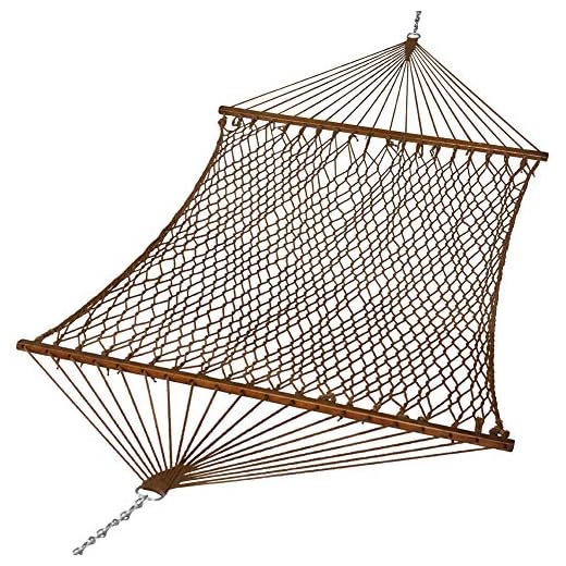Prime Garden Polyester Rope Hammock, Heavy Duty Large Hammock for Indoor Outdoor Use, 450lb Capacity, Brown