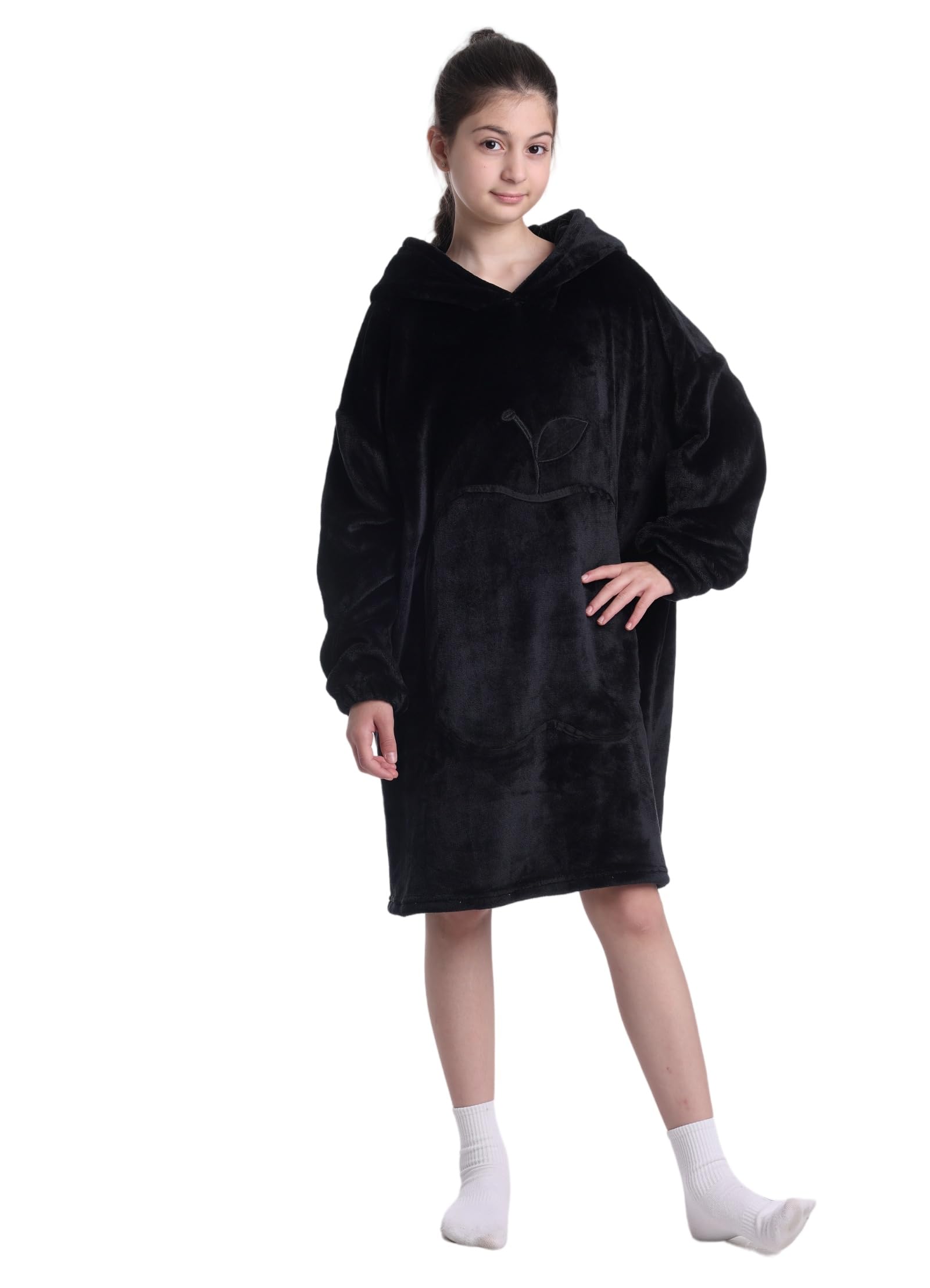 Shamdon Home Collection Kinder Übergroße Hoodie Decke, Kapuzenpullover Sweatshirt mit Ärmel und Tasche,Flanell Kuschelpullover für Mädchen Jungen Teenager