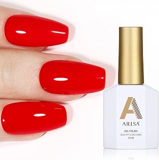 AILLSA Red Gel Nail Polish Ruby Red Gel Polish Bright Rose Color Polish Apple Candy Nails Long Lasting Soak Off U V Gels Nail Polish Nail Art Manicure Salon at Home 0.51 Fl Oz