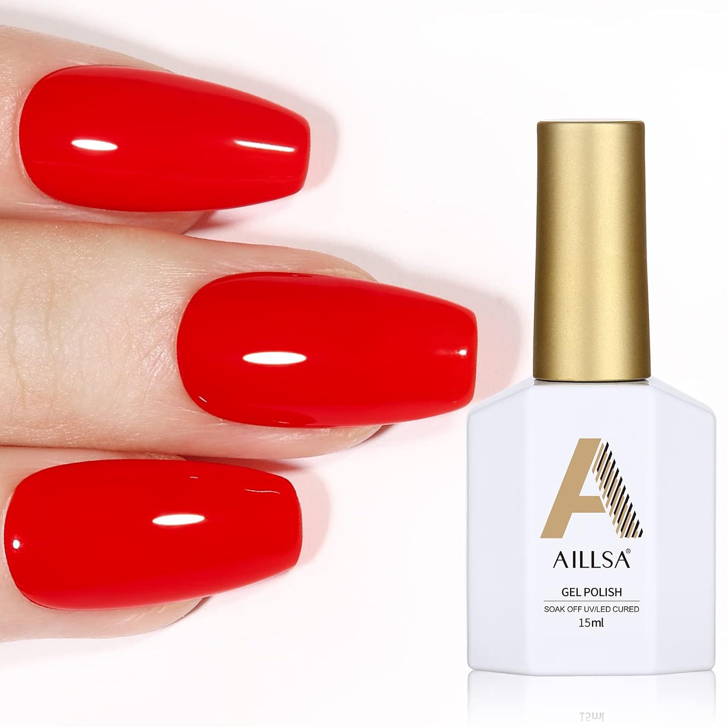 AILLSA Red Gel Nail Polish 15ml Red Gel Polish Long Lasting Red Nails Red Nail Polish Gel Quick Dry Soak Off U V Gel Nail Polish Nail Art Manicure Salon at Home Mother's Day Gift 1Pcs