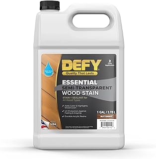 DEFY Essential Semi-Transparent Outdoor Wood Stain and Sealer in One, 1 Gallon, Butternut - Wood Sealer Outdoor Waterproof Deck Stain