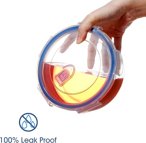 Miniatura 3 de NUTRIUPS envases de cristal del almacenamiento de la comida 0.9L, envases redondos de la preparación de la comida, cuencos de cristal con la tapa