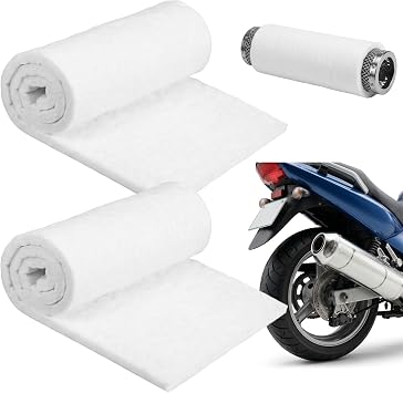 UNIFAMILY 2 Pcs Motorcycle Exhaust Silencer Packing, Ceramic Cloth Muffler Packing 10mm, Stuffing Wadding for Motorbike Exhaust Noise Reduction for 2-Stroke 4-Stroke Motorcycle