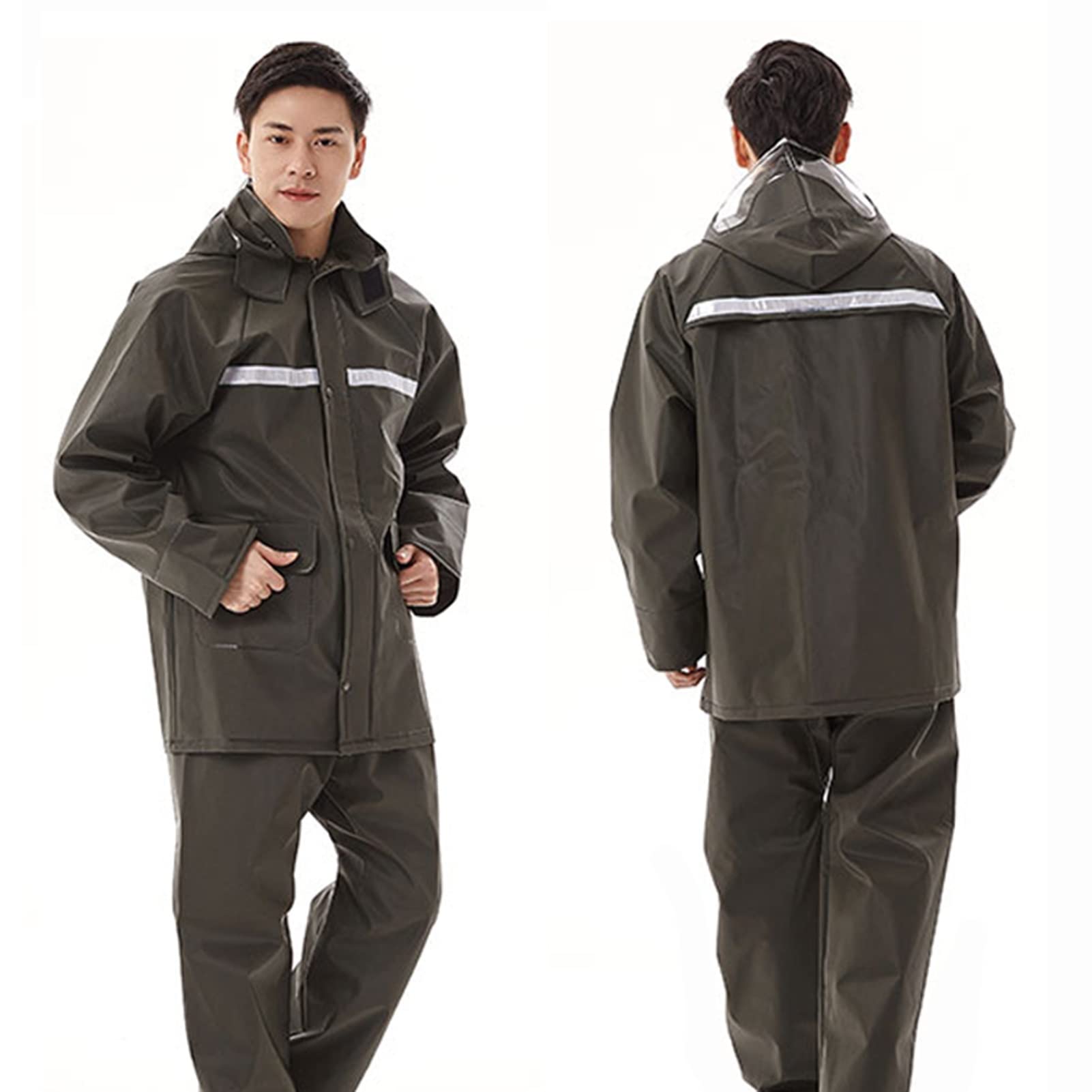 Traje de lluvia Hombres Comprobación de lluvia impermeable Chaqueta y pantalones Conjunto de lluvia a prueba de viento Abrigo de lluvia transpirable Unisex para senderismo, Ciclismo, Viajar, Pesca