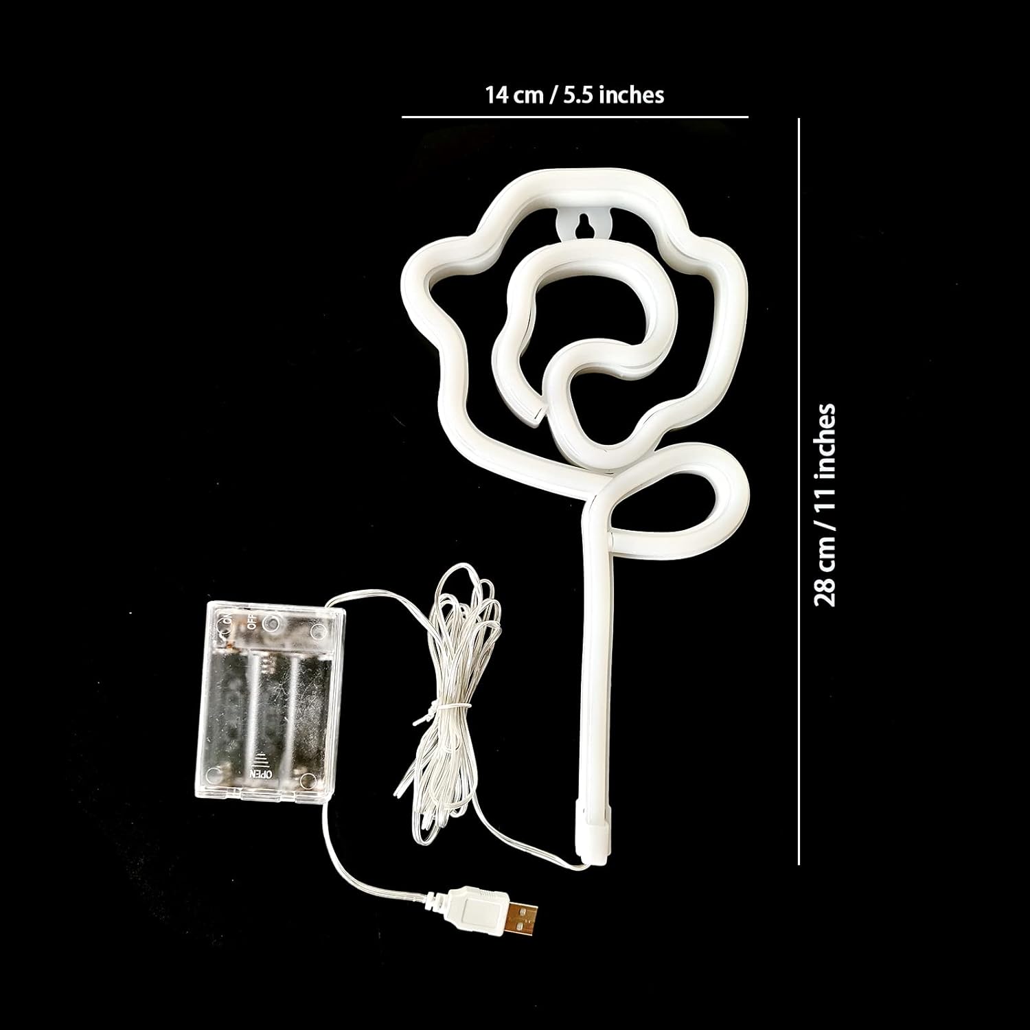 ENUOLI Pink Rose LED Neon Sign, USB/Battery Powered, 11x5.5 inch, Home Decor, Party Lamp, Valentine's Day Present