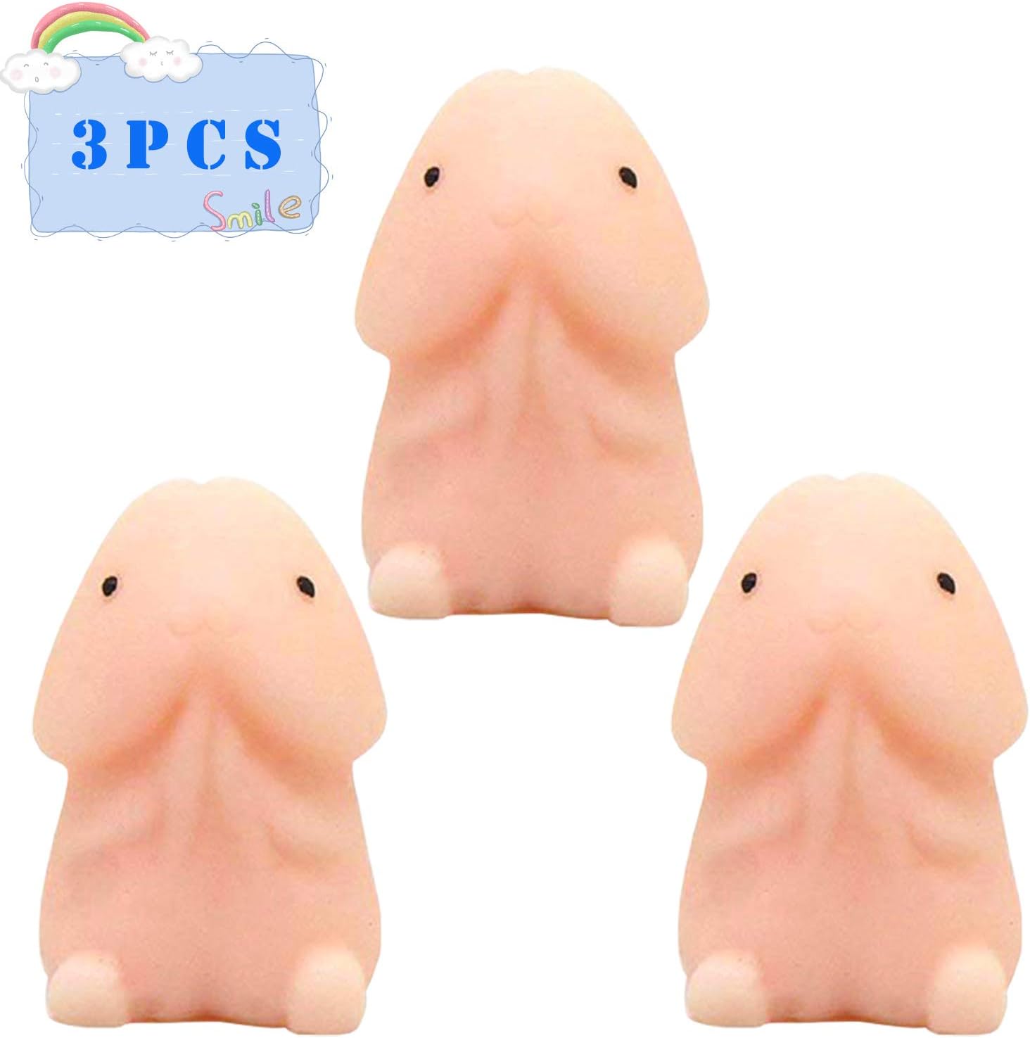 Funny Ding Ding Squishies 3PCS๏ผNovelty Squishy Toy Super Soft Cute Slow Rising Stress Relief Squeeze Stretch Squishy Toy for Mother's Day Gag Gifts