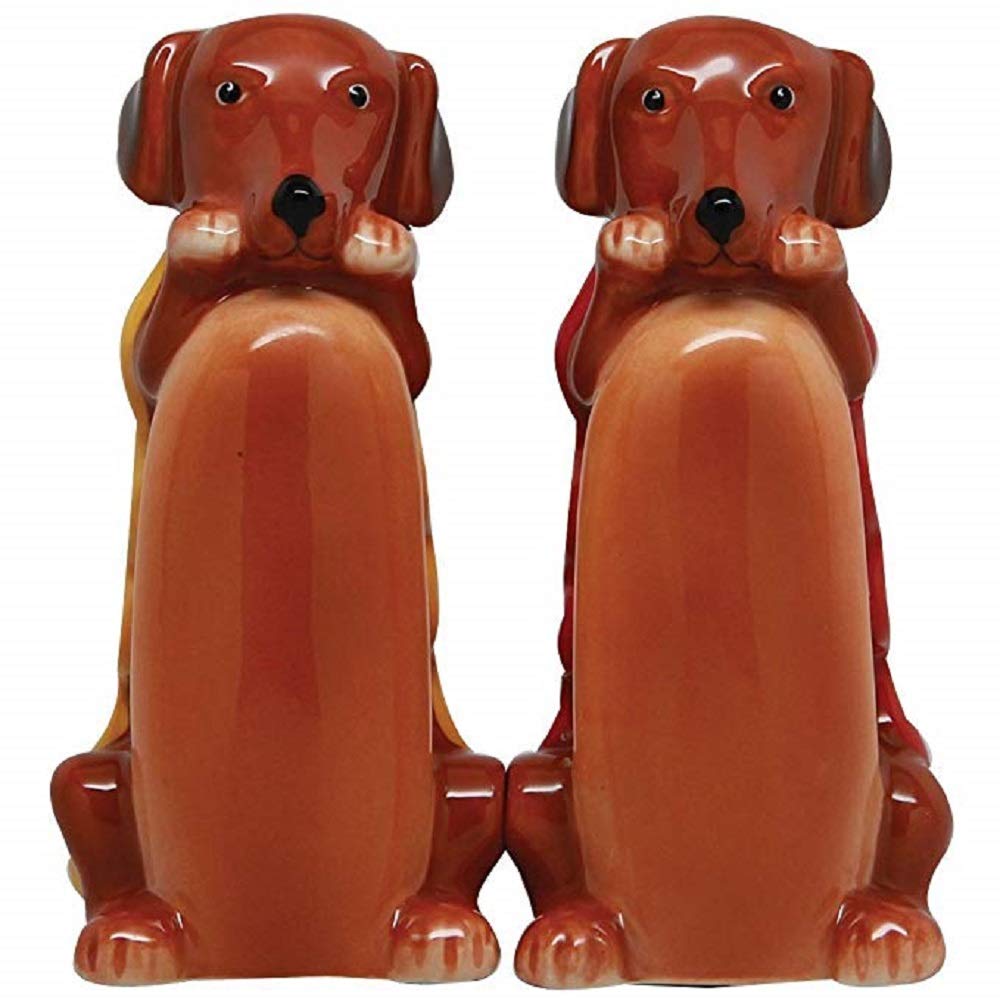 Salière et poivrière hot dog céramique 3 pouces mini set de table magnétique et ludique