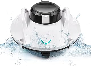 Irishom Cordless Automatic Pool Cleaner, 35W Pool Vacuum Powerful Suction Lasts 90 Mins Robotic Pool Cleaner with LED Indicator Support Self-Parking for Above Ground/Inground Pool 800Ft.