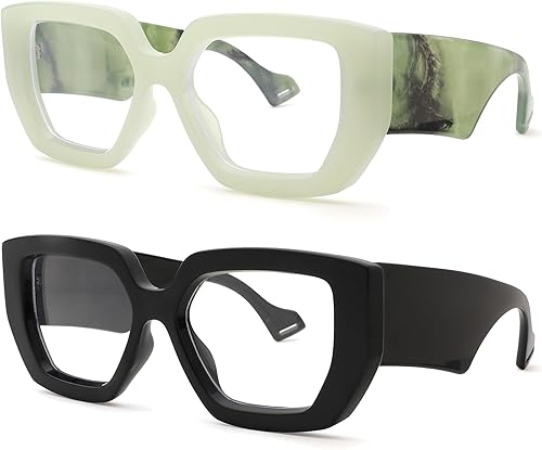 Miniatura 1 de NULOOQ Gafas de luz azul con montura gruesa para mujer, gafas cuadradas de gran tamaño, transparentes sin receta