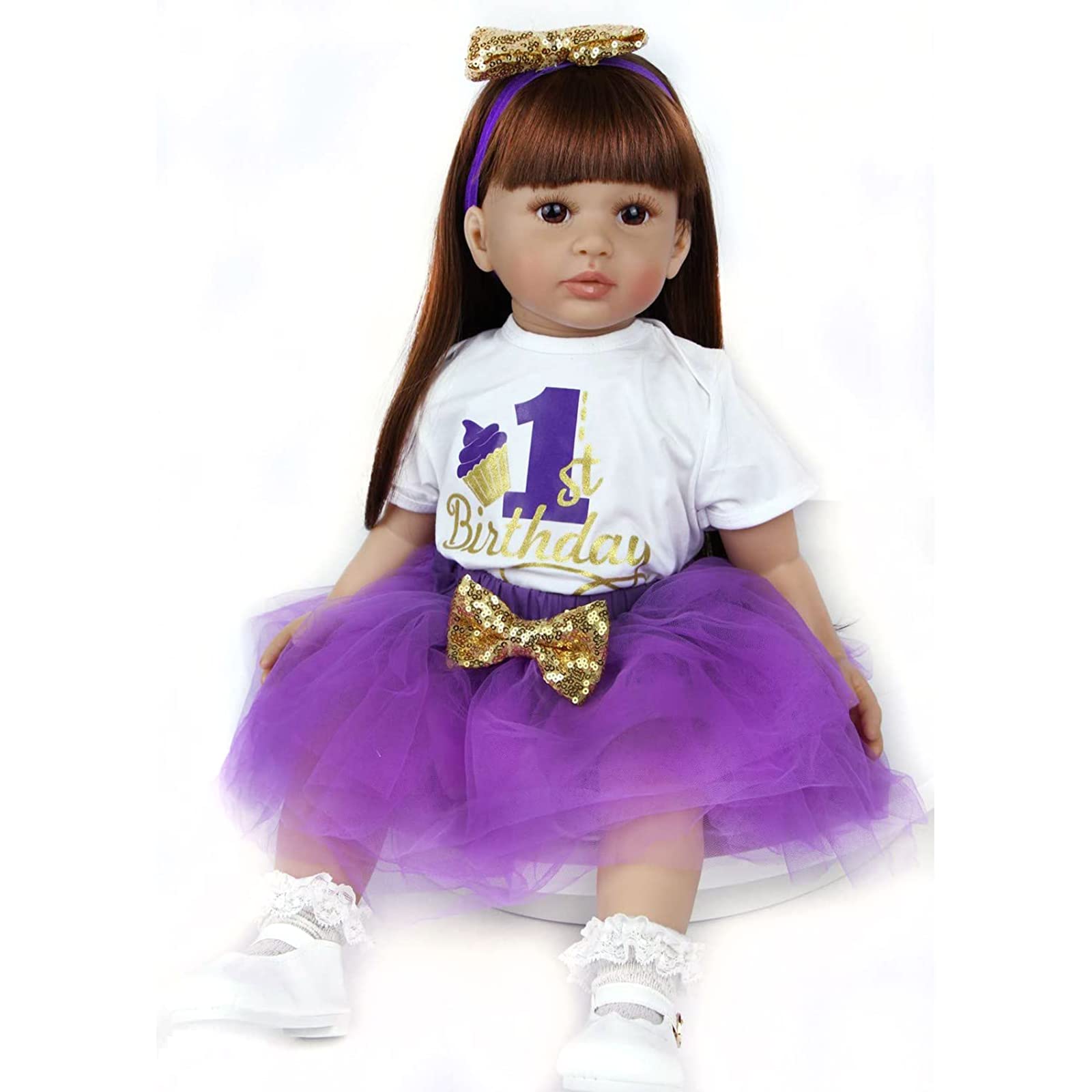 ZIYIUI Reborn 61 cm Reborn Baby Dolls Girl winyl miękki silikon prawdziwe życie ręcznie robione noworodek realistyczna dziewczyna w fioletowej sukience niemowlęta lalka chłopiec i dziewczynka zabawki