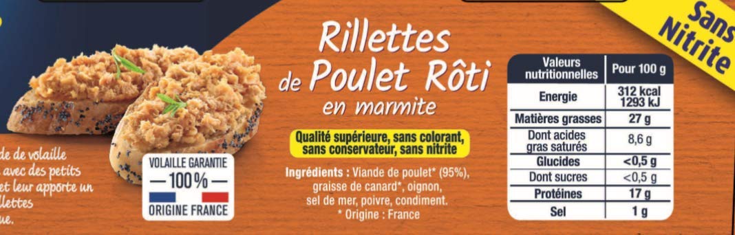HENAFF les Rillettes de Poulet Rôti 3 x 72 g - Lot de 4