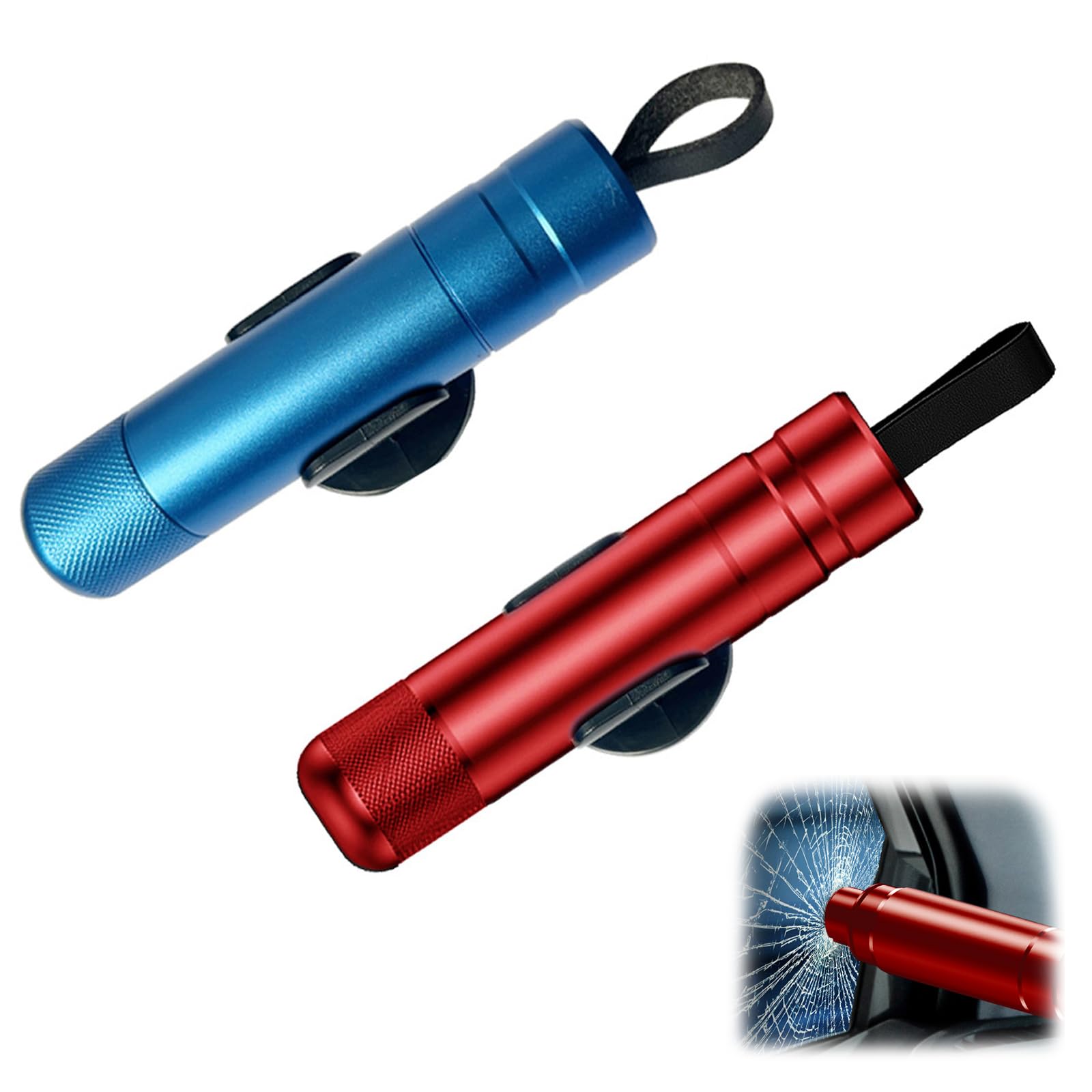 LINXINS2Pcs Rescue Stick For Cars Safe Hammer For Car Windows Safe Hammer Glass Breaker Car Safetyhammer Window Breaker With Test Glass, Life Saving Emergency Escape Tool （Red+Blue）