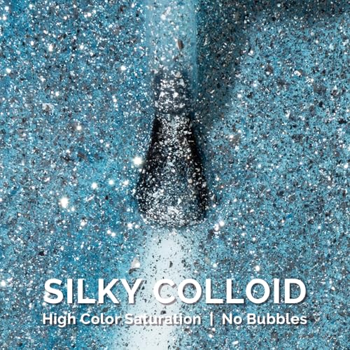 Image of MelodySusie Snowflake Blue Glitter Gel Polish,0.5fl oz Nails Soak Off UV LED Lake Blue Shimmer Sparkle Gel Polish Gift for Women Nail Art Manicure Salon DIY Nail Design Decoration at Home-1752