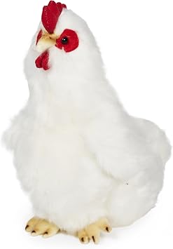 Bearington Henry Hen Stuffed Animal - 9" White Chicken Plush Toy with Realistic Details - Soft Farm Stuffed Chicken with Bean Bag Body - Adorable Hen Plush Gift for Kids and Collectors