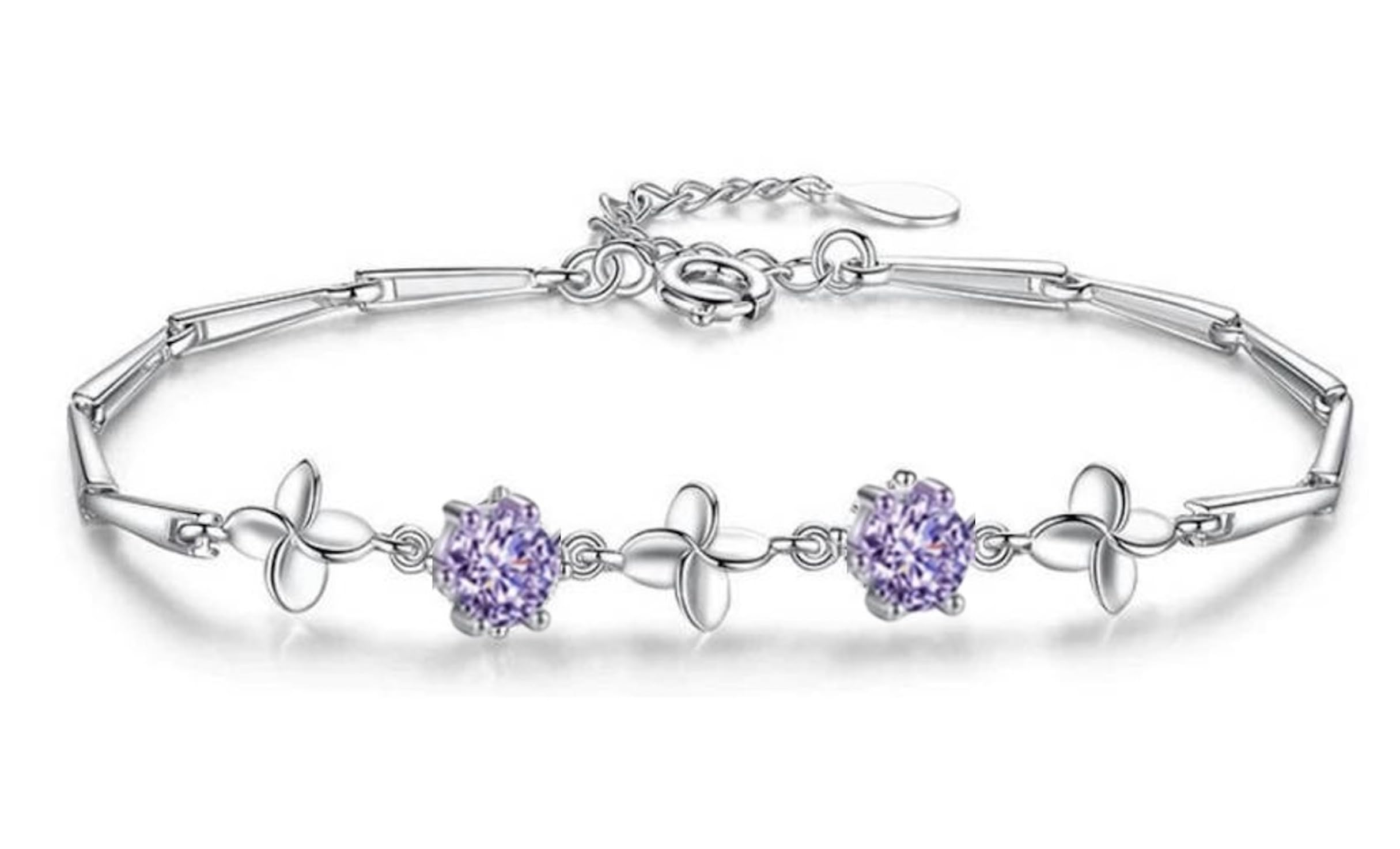 See full amazon price history chart for Nilus Collection Latest Stylish Silver Plated Cubic Zirconia Clover Shaper Charm Bracelet for Women, Gifts for Girlfriend, Women & Girls (Purple) Nilus Collection Latest Stylish Silver Plated Cubic Zirconia Clover Shaper Charm Bracelet for Women, Gifts for Girlfriend, Women & Girls (Purple) (B0BV3VBRM7) Amazon Price History, Amazon Price Tracker