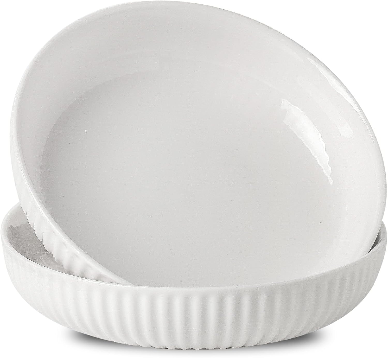 Hasense 8 Inch Pasta Bowls, 30 oz Ceramic Dinner Bowls Set of 4, Bowl Plates for Kitchen, Salad, Large Serving Bowl for Wedding & Housewarming Gift, Modern Bowls Microwave & Dishwasher Safe, White