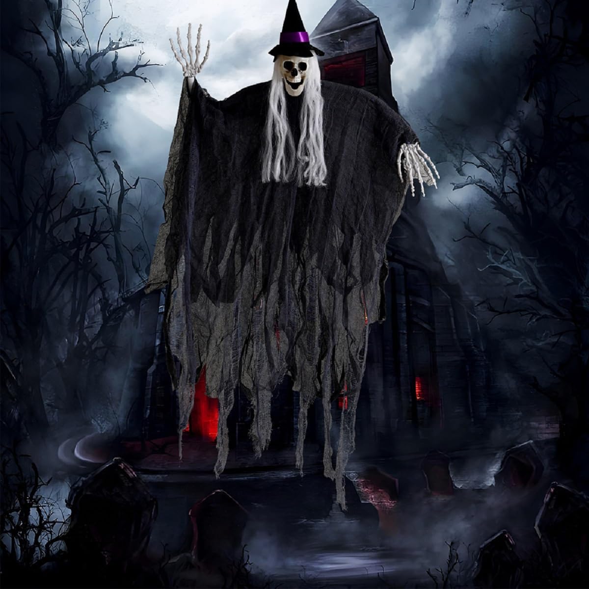 Wiszący szkielet na Halloween - dekoracja horroru na imprezy, podwórko i dom - rekwizyt duchów