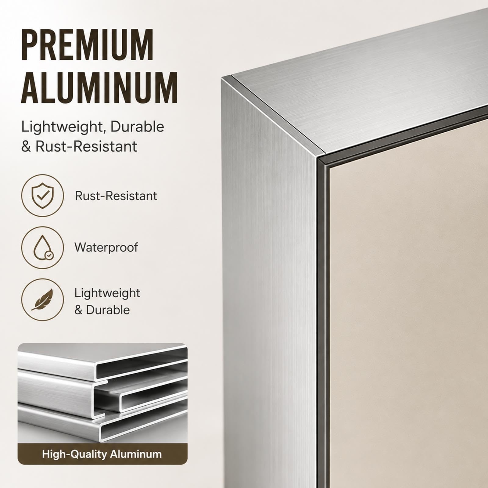 Aluminiowa Szafka Ścienna z Drążkiem na Ręczniki, Wodoodporna