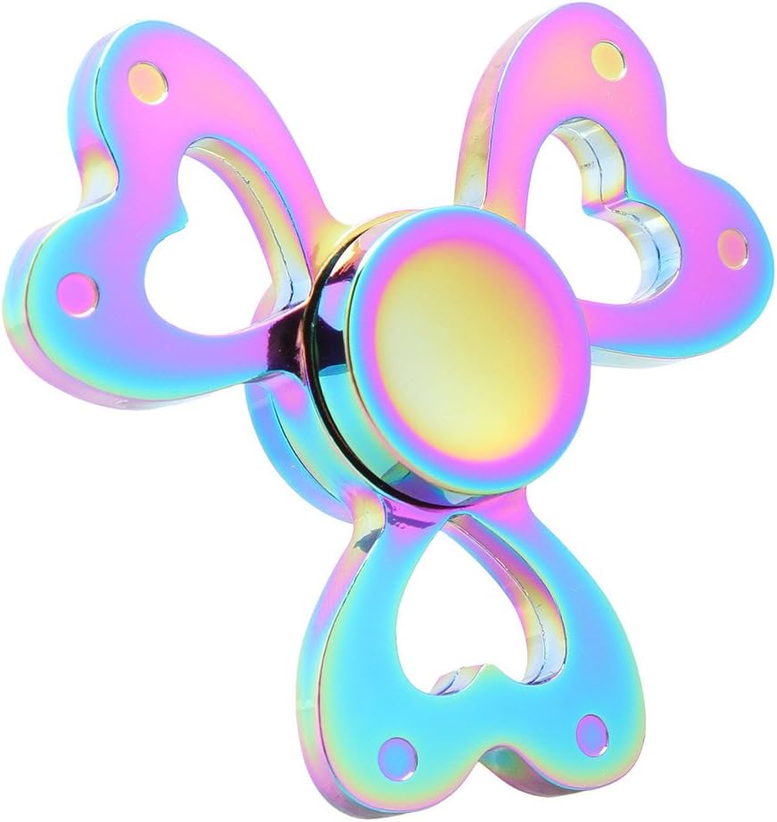 Stress Spinner Rainbow Heart Shape Fidget Tri Hand Spinning Finger Toy Stocking Stuffer for ADHD EDC Focus Relieves Anxiety and Boredom (Style 15)