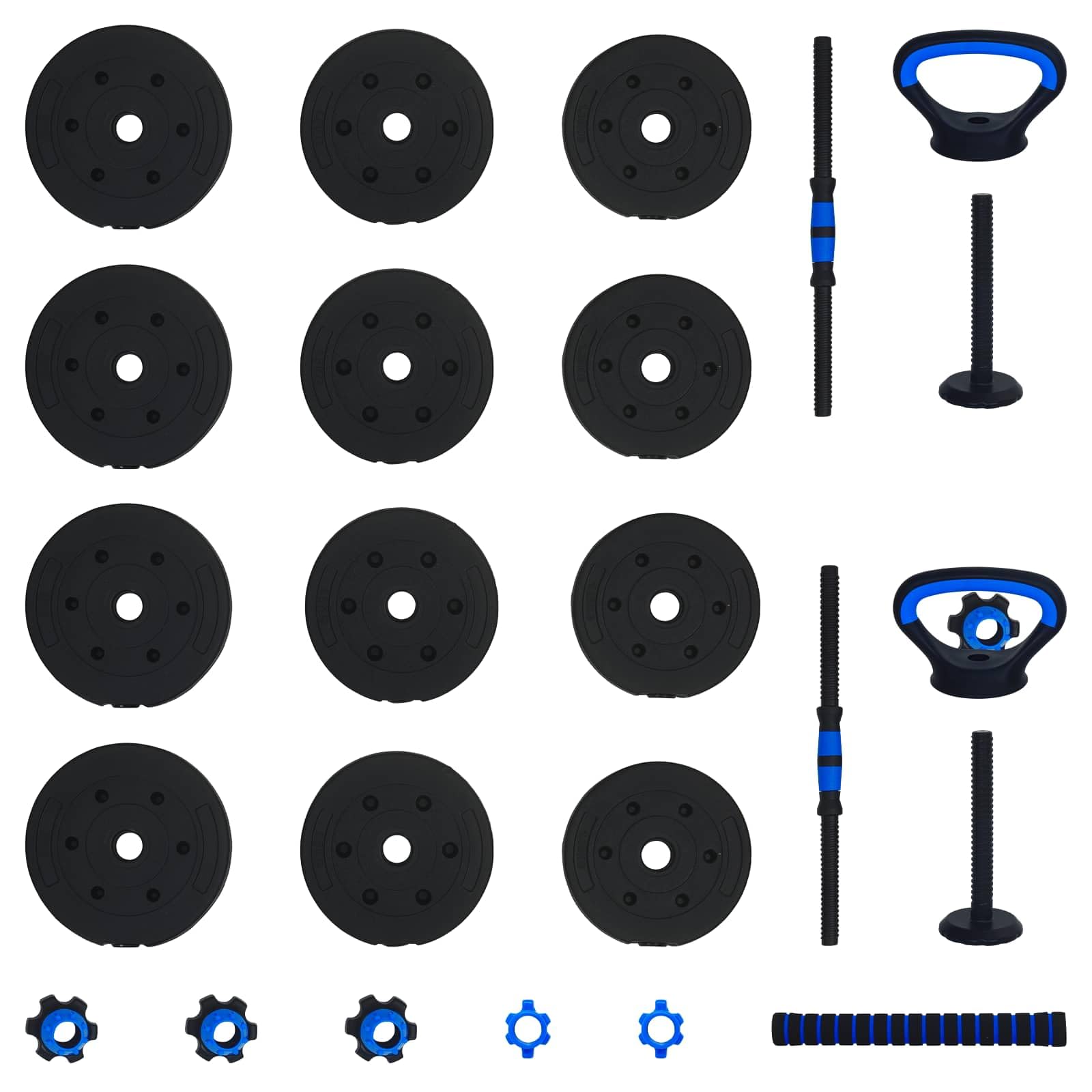 4-in-1 Kurzhantel Langhantel Kettlebell Set 20 kg verstellbar für Krafttraining Muskelaufbau Fitness Workout zuhause