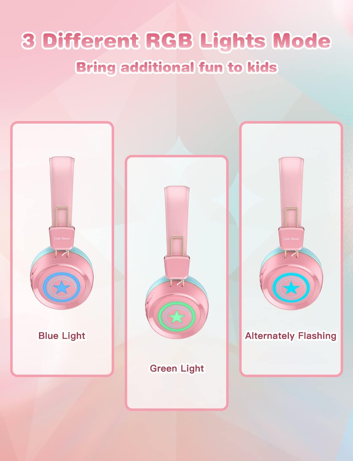 Three different RGB light modes: Blue, Green, Alternately Flashing